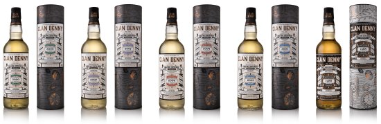 New look packaging for the Douglas McGibbon & Co Clan Denny whisky range.