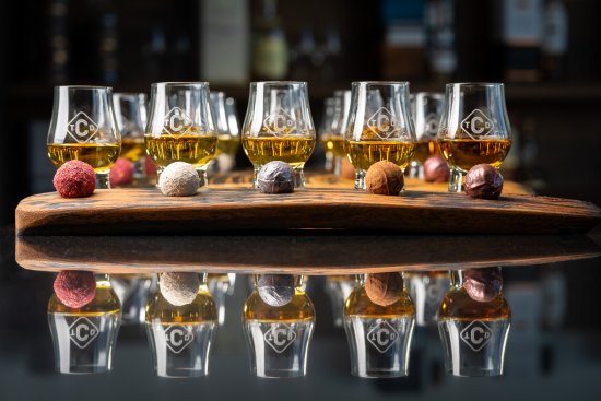 The Clydeside Distillery Whisky & Chocolate Tour pairing delicious artisan chocolates with five carefully selected 10ml drams of Single Malt Scotch Whisky and The Clydeside�s New Make Spirit.