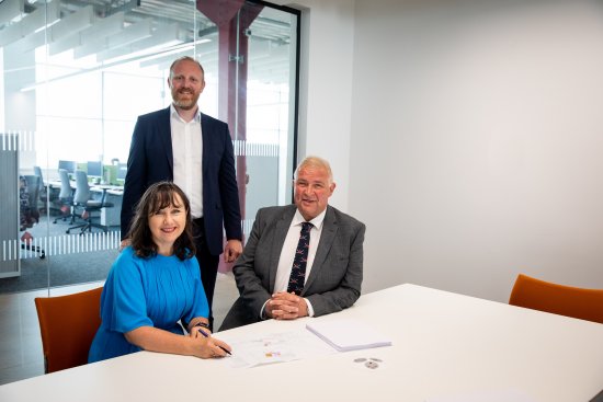 Stella Morse (Executive Chair at Eden Mill) Rennie Donaldson (COO at Eden Mill) and Derek Watson (Quaestor and Factor at the University of St Andrews)
