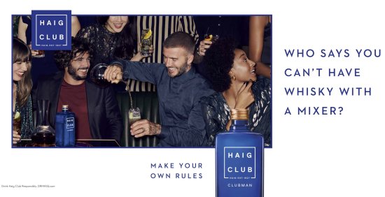 David Beckham creating a Haig Club cocktail to challenge the myth that whisky can’t be enjoyed with a mixer. David Beckham creating a Haig Club cocktail to challenge the myth that whisky can’t be enjoyed with a mixer.