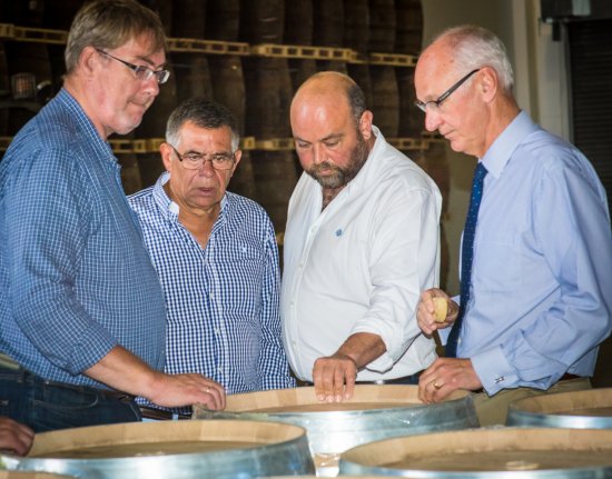 InchDairnie visit from Spanish cooperage - (l-r) Henk Meijer Jos� Luis Rodriguez Juan Manuel Rodriguez Ian Palmer (Photo Eddie Baird)