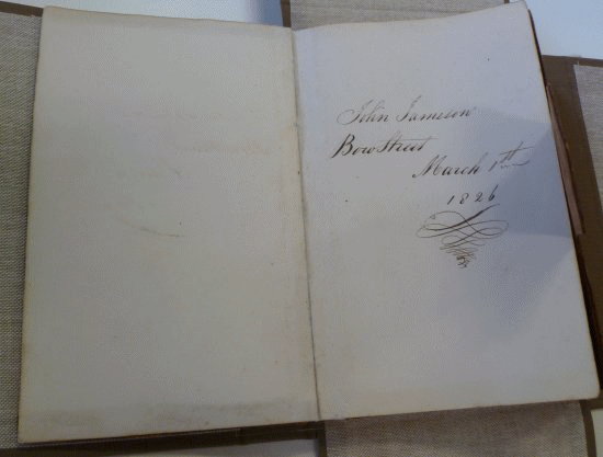 John Jamesons personal notebook from the Bow Street Distillery in 1826.