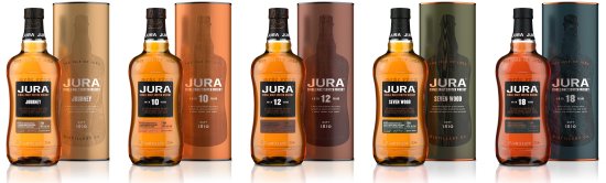 New Jura whisky range - Jura Journey, Jura 10, Jura 12, Jura Seven Wood and Jura 18. New Jura whisky range - Jura Journey, Jura 10, Jura 12, Jura Seven Wood and Jura 18.