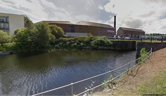 Rosebank Distillery from the canal side.