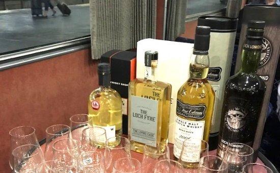 The Whisky Shop samples onboard the Caledonian Sleeper. The Whisky Shop samples onboard the Caledonian Sleeper.