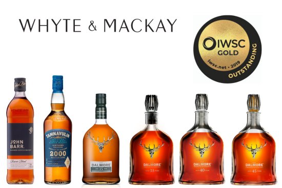 Whyte & Mackay IWSC 2019 gold award winning whiskies.