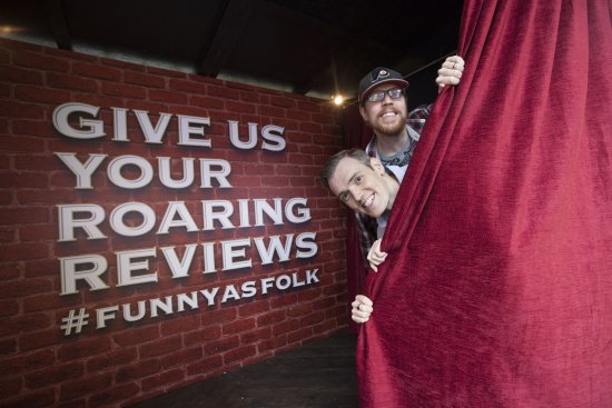 Scottish comedians, Chris Forbes and Richie Brown launch the Whyte & Mackay Roaring Review Booth at Underbelly Bristo Square Edinburgh.
